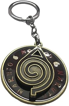Naruto -with leaf anime metal rotating keychain