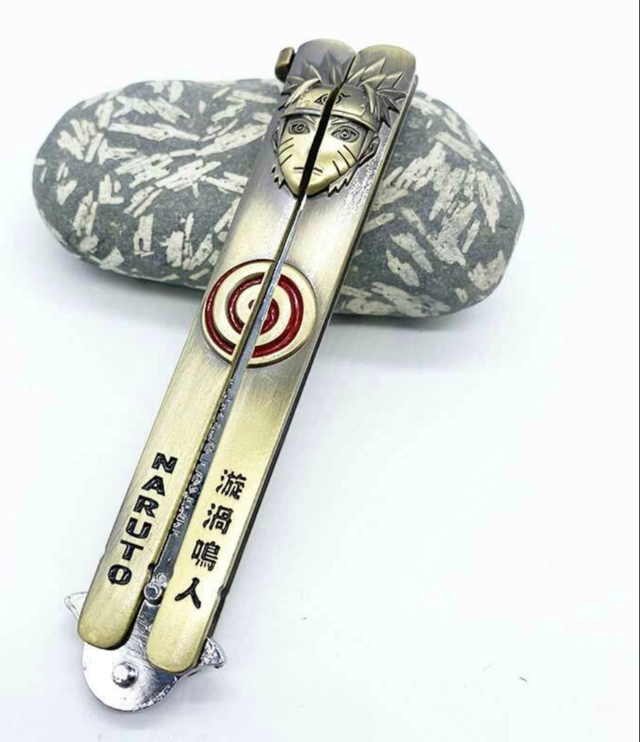 Naruto-themed butterfly knife trainer keychain